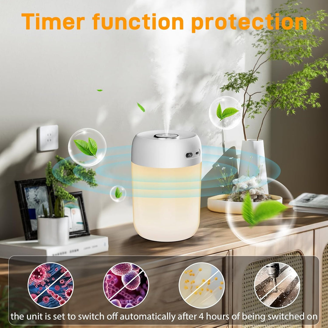 650ML Mini Luftbefeuchter für Schlafzimmer/Kinderzimmer/Pflanzen, 15H Lange Laufzeit 28dB Silent Air
