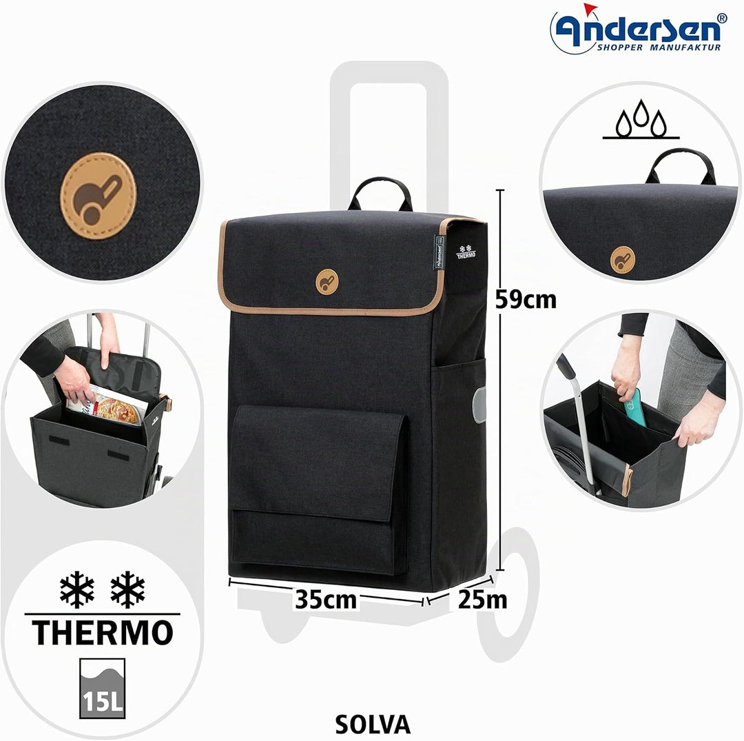 Andersen Einkaufstrolley - klappbar - 56 Liter - Treppensteiger - mit Kühlfach - belastbar 40 kg - S