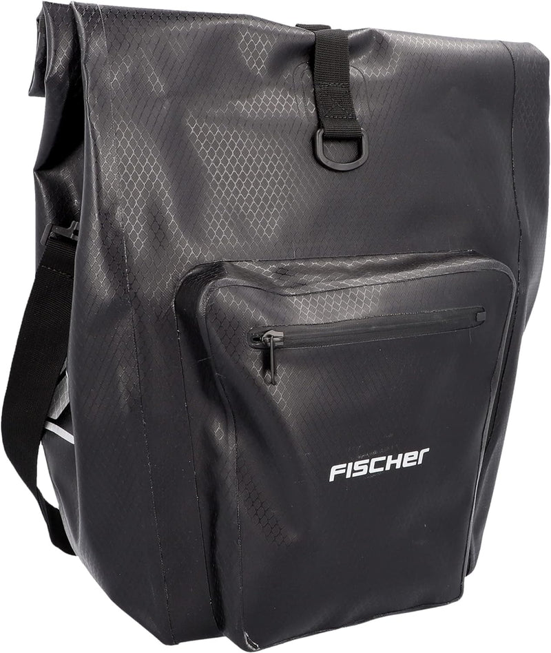 FISCHER Gepäckträgertasche Plus Terra, Fahrradtasche, wasserdicht, schwarz, Volumen 30 Liter