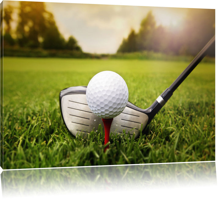 Pixxprint Golf Abschlag, Format: 100x70 auf Leinwand, XXL riesige Bilder fertig gerahmt mit Keilrahm