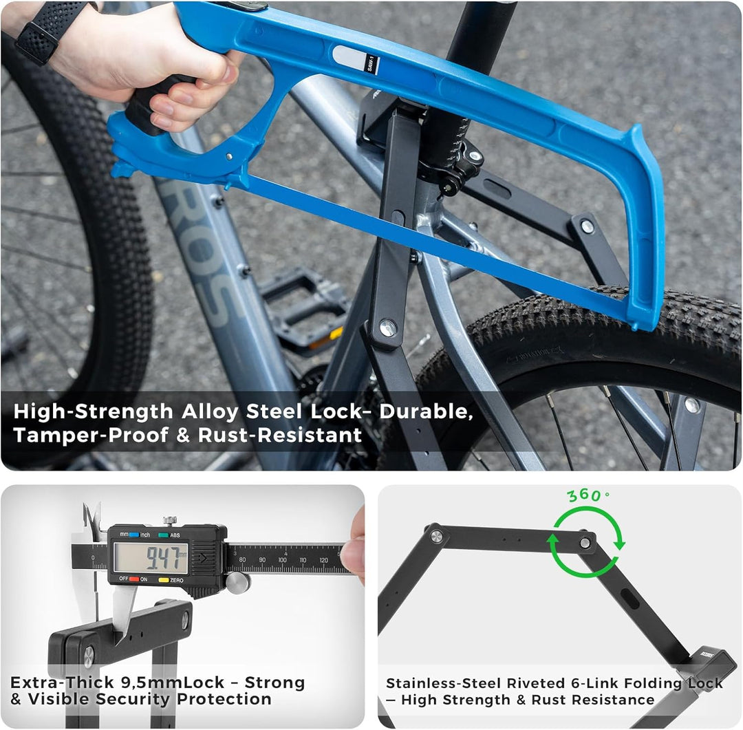 ROCKBROS Faltschloss Fahrradschloss, Hohe Sicherheit &amp; Diebstahlschutz, 104cm Faltbares Schloss aus