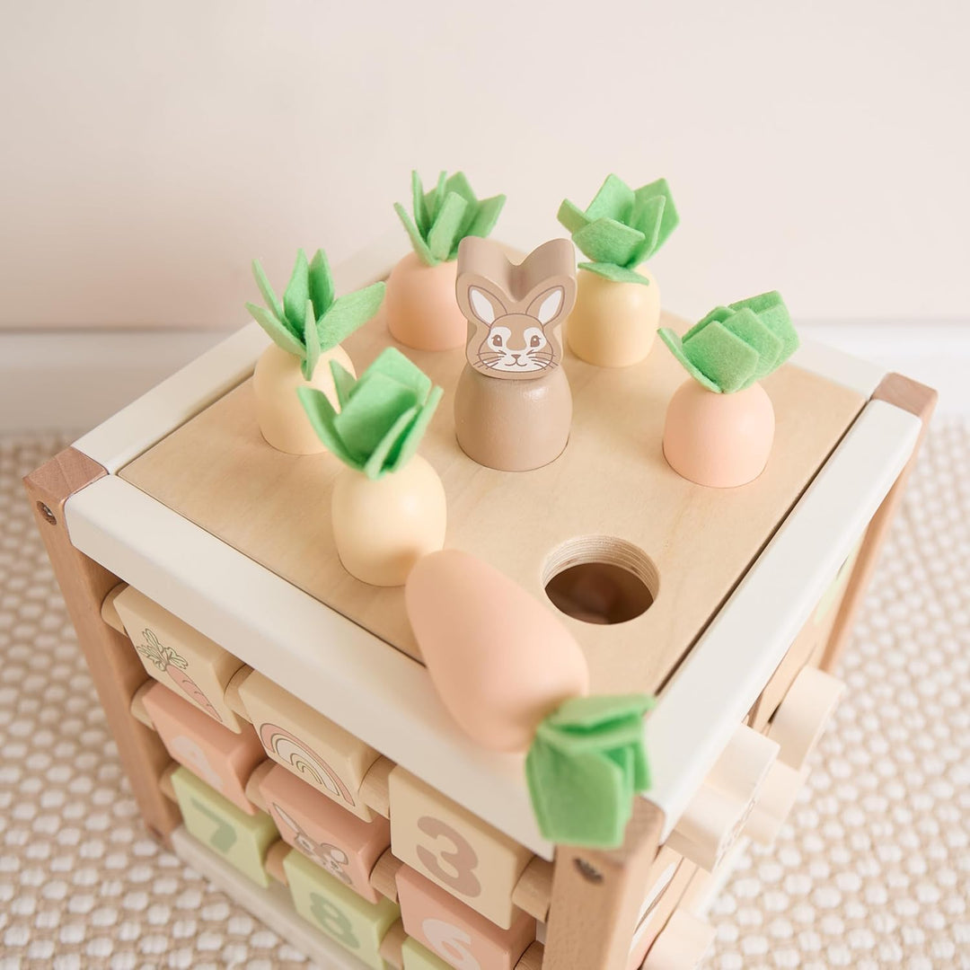Bieco Motorikwürfel Hase Fine nachhaltiges Holz FSC® | Spielwürfel Baby | Motorikwürfel ab 1 Jahr Ac