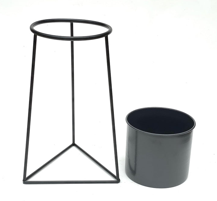 DanDiBo Blumenhocker mit Topf Metall Schwarz L 45 cm Blumenständer 96052 Blumensäule Modern Pflanzen