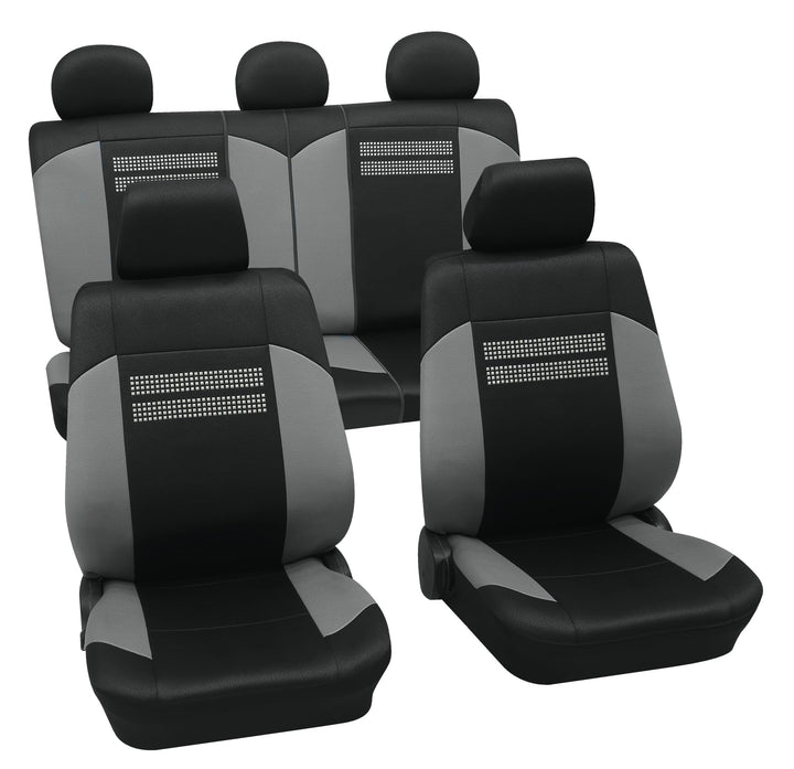 PETEX Auto Sitzbezüge Universal Komplett Set 15-teilig - Fashion grau, Eco Class mit SAB 2 Vario Plu