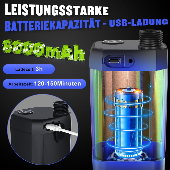 Spopal Campingdusche Tragbare, [6000mAh] Camping Dusche mit mit Pumpe und Temperaturanzeige, Camping