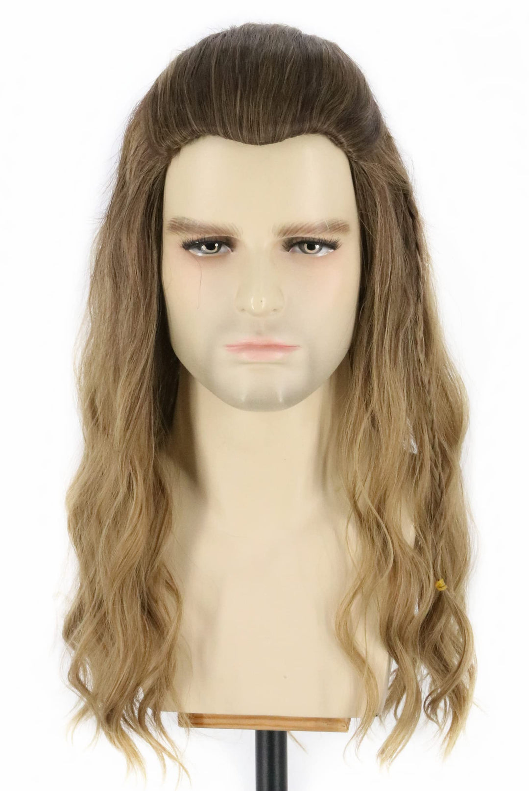 Topcosplay Perücke für Herren Lang lockige Aschblond Perücke für Cosplay Halloween Kostüm