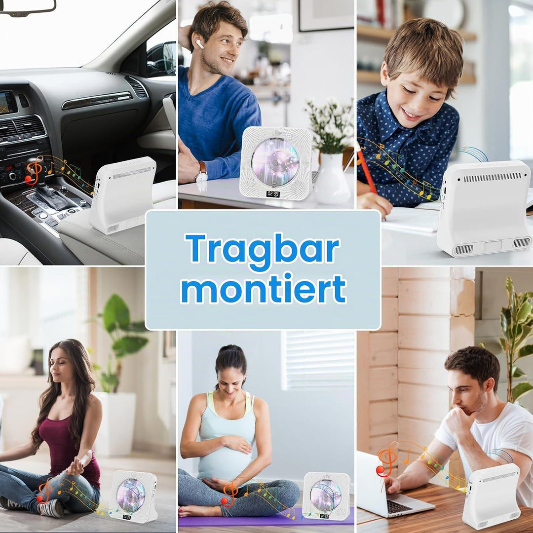 Gueray Desktop CD Player Bluetooth CD-Spieler mit Lautsprechern für Zuhause Tragbarer CD-Player mit