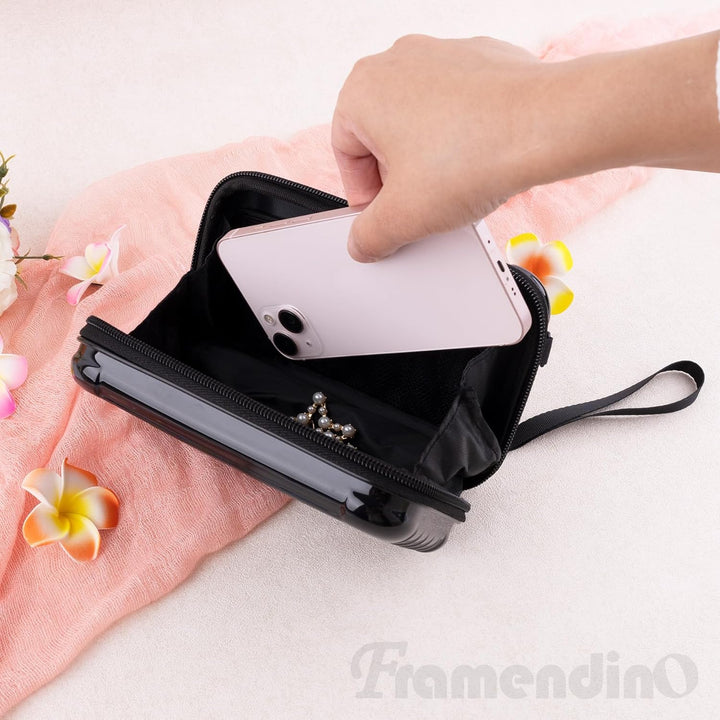 Framendino, Make-up-Tasche für Toilettenartikel, Mini-Schultertasche mit abnehmbarem Griff und Schul
