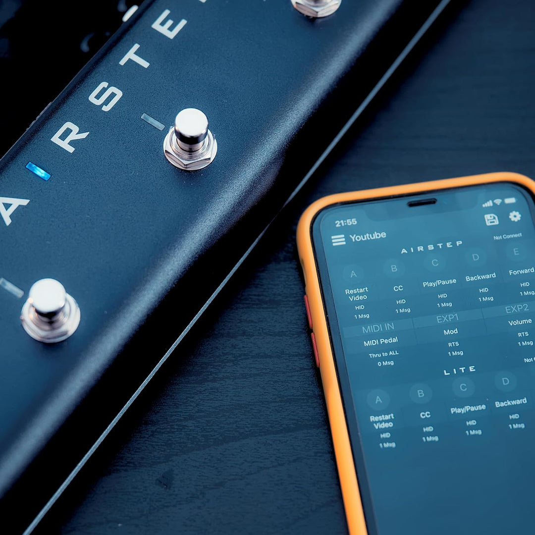 Airstep Lite MIDI, HID Wireless Controller mit 5 Fussschaltern, unterstützt DAW (Cubase, Ableton Liv