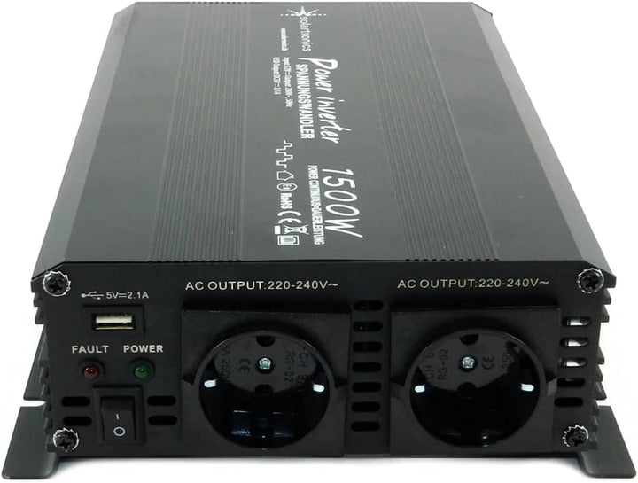 SOLARTRONICS Spannungswandler NM1500 12V 1500 Watt SCHWARZ - 3000 Watt Spitzenleistung - Wechselrich