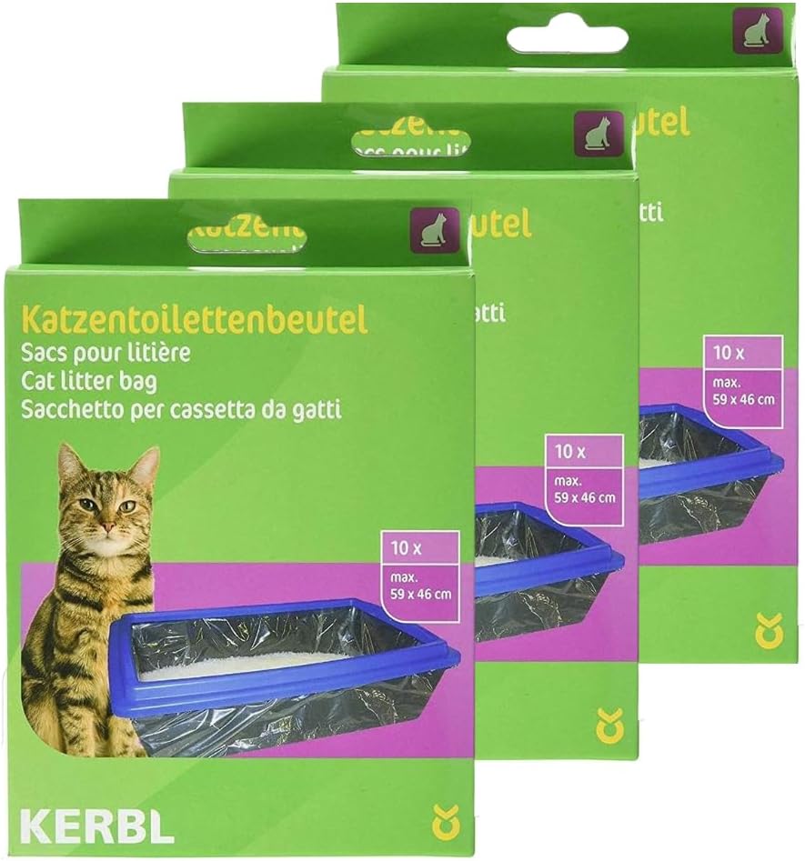 Kerbl 84215 Beutel für Katzentoiletten XL 59 x 46 cm, 3x10er-Pack Katzenklobeutel 10 stück (3er Pack