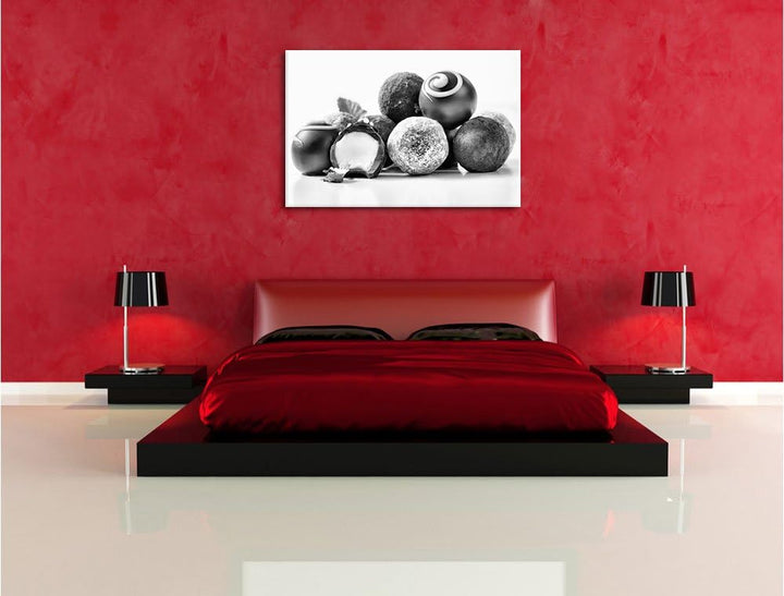 Pixxprint Schokotrüffelbällchen als Leinwandbild/Grösse: 100x70 / Wandbild/Kunstdruck/fertig bespann