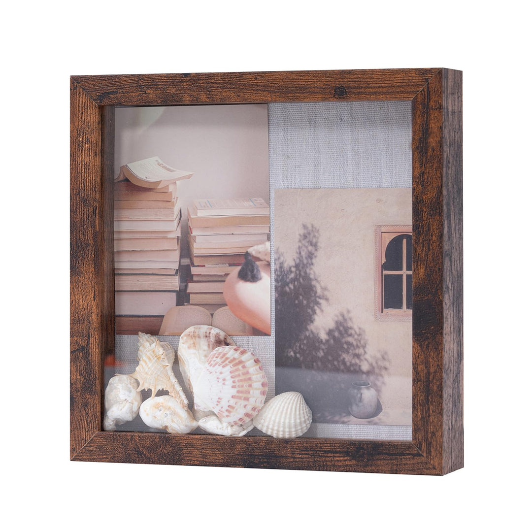 Muzilife 3D Bilderrahmen zum Befüllen mit Glasscheibe 22x22 cm-Tiefer Holz Rahmen, Objektrahmen Shad