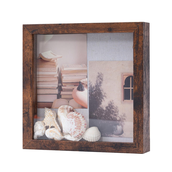 Muzilife 3D Bilderrahmen zum Befüllen mit Glasscheibe 22x22 cm-Tiefer Holz Rahmen, Objektrahmen Shad