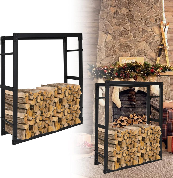 Joparri Kaminholzregal, Brennholzregal Aus Schwarzem Metall, Holzscheite Stapelhilfe für Innen, Feue