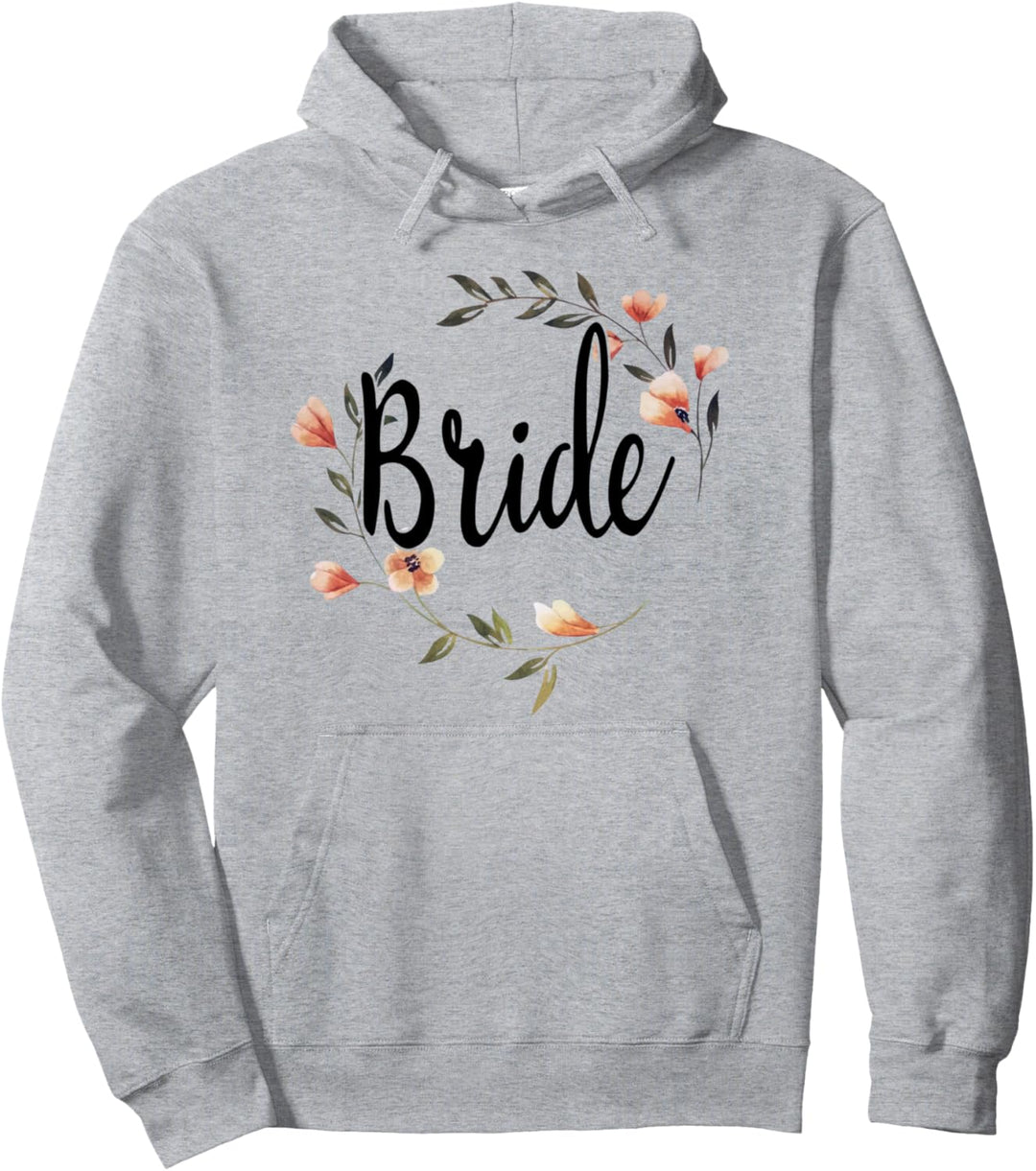 Damen Braut Bride to be Blumenkranz Blumen JGA Braut Pullover Hoodie