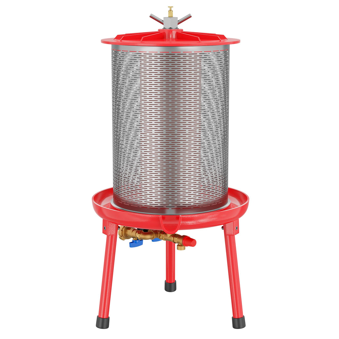 Wiltec Edelstahl Hydropresse mit 20 Liter Korbinhalt, Wasserdruckpresse mit 3 bar zum Pressen von Ob