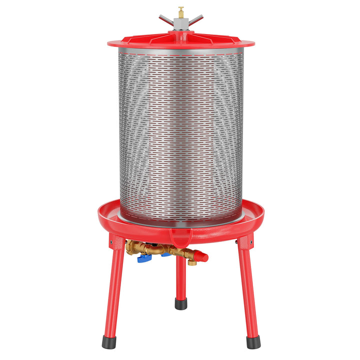 Wiltec Edelstahl Hydropresse mit 20 Liter Korbinhalt, Wasserdruckpresse mit 3 bar zum Pressen von Ob