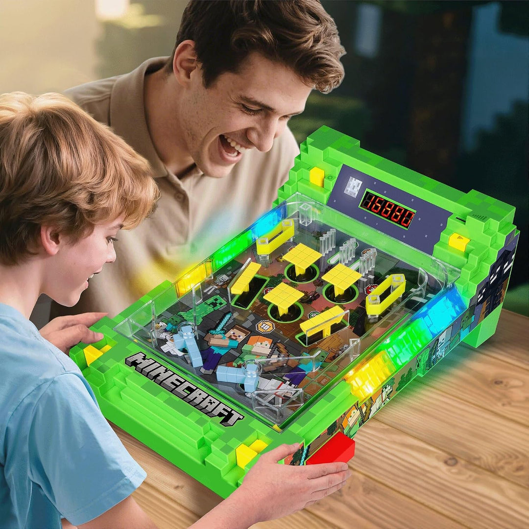 Minecraft Arcade Pinball – Overworld Edition mit vibrierenden Bumpern und LED-Punkteanzeige, elektro