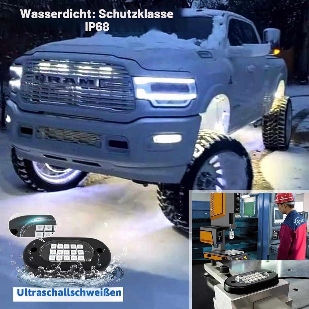 YiLaie RGB LED Rock Lights, mit Telefon App/Fernbedienung &amp; Timing &amp; Musik Modus Rock Lights Kits, w