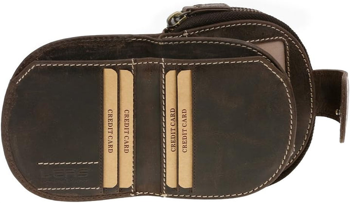 LEAS Damenbörse kompakt halbrund mit Geschenkbox Echt-Büffel-Leder, braun Vintage-Collection