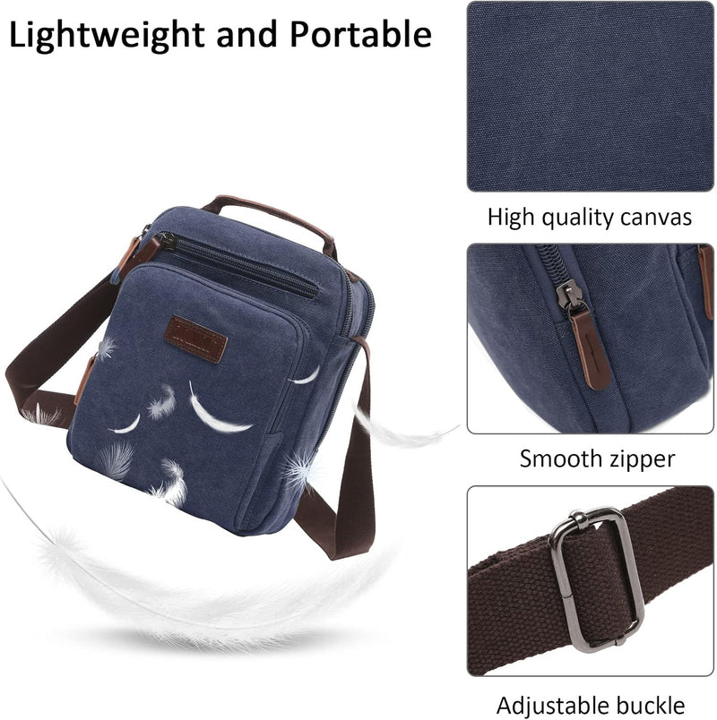 DORRISO Mode Herren Umhängetasche Leinwand Schultertasche Klein Schultertaschen Leicht Kuriertasche