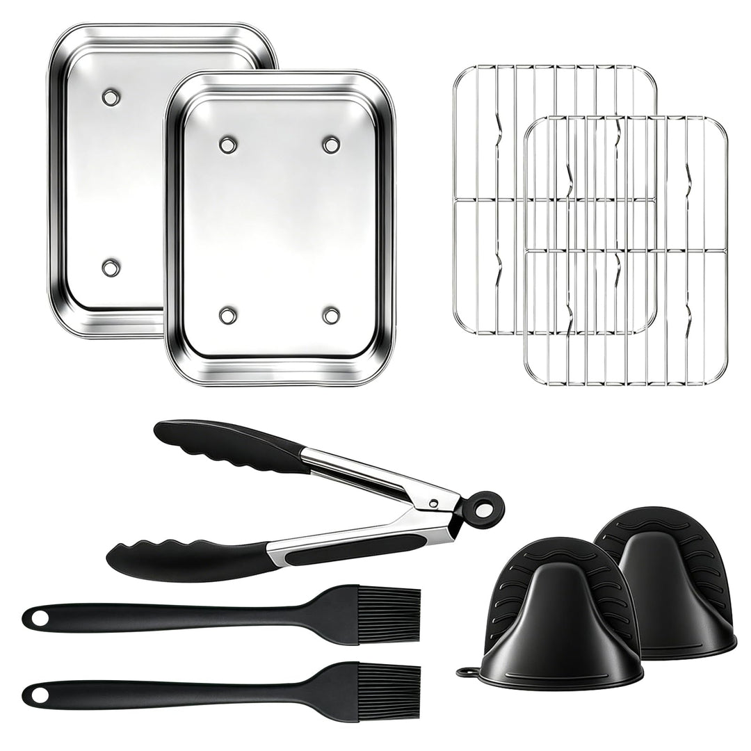 Auflaufform Airfryer Zubehör aus Edelstahl, 10 Stück Heissluftfritteusen Zubehör für Ninja Dual Zone