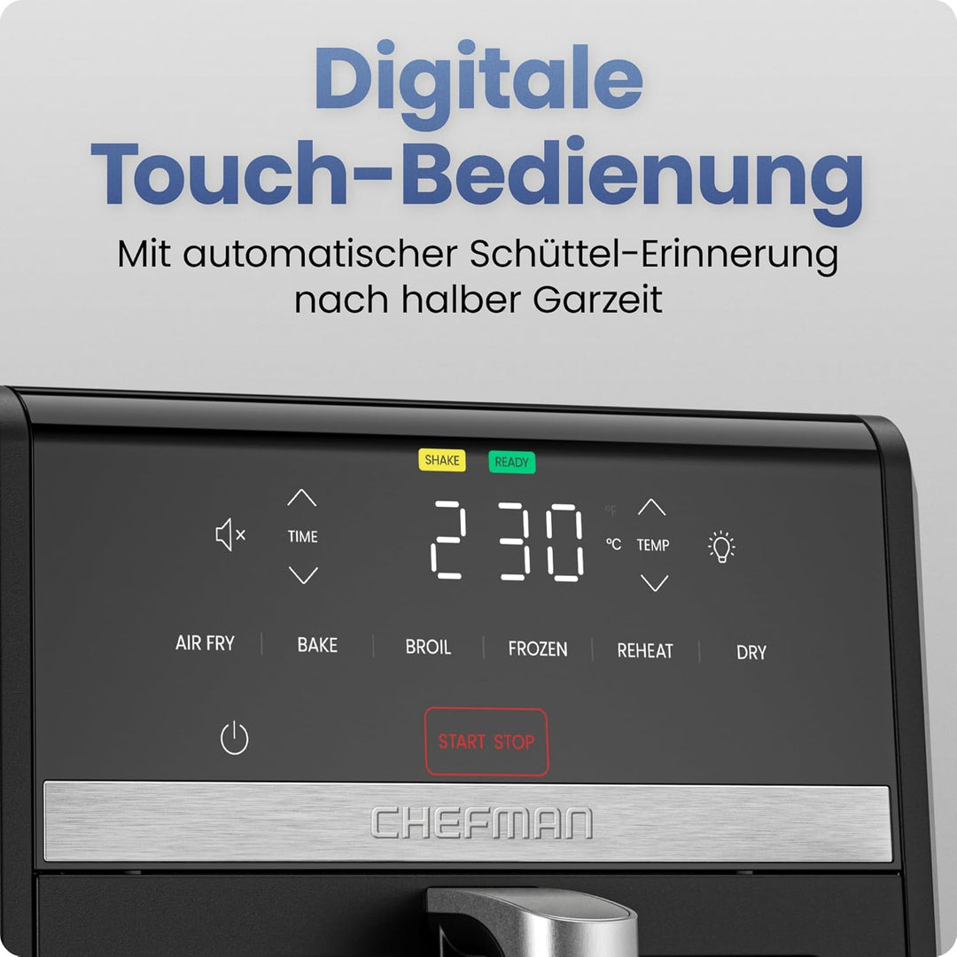Chefman Heissluftfritteuse TurboFry, 8,5 l, 6-in-1-Hochleistungsgerät, 230 °C, XL-Korb mit Sichtfens