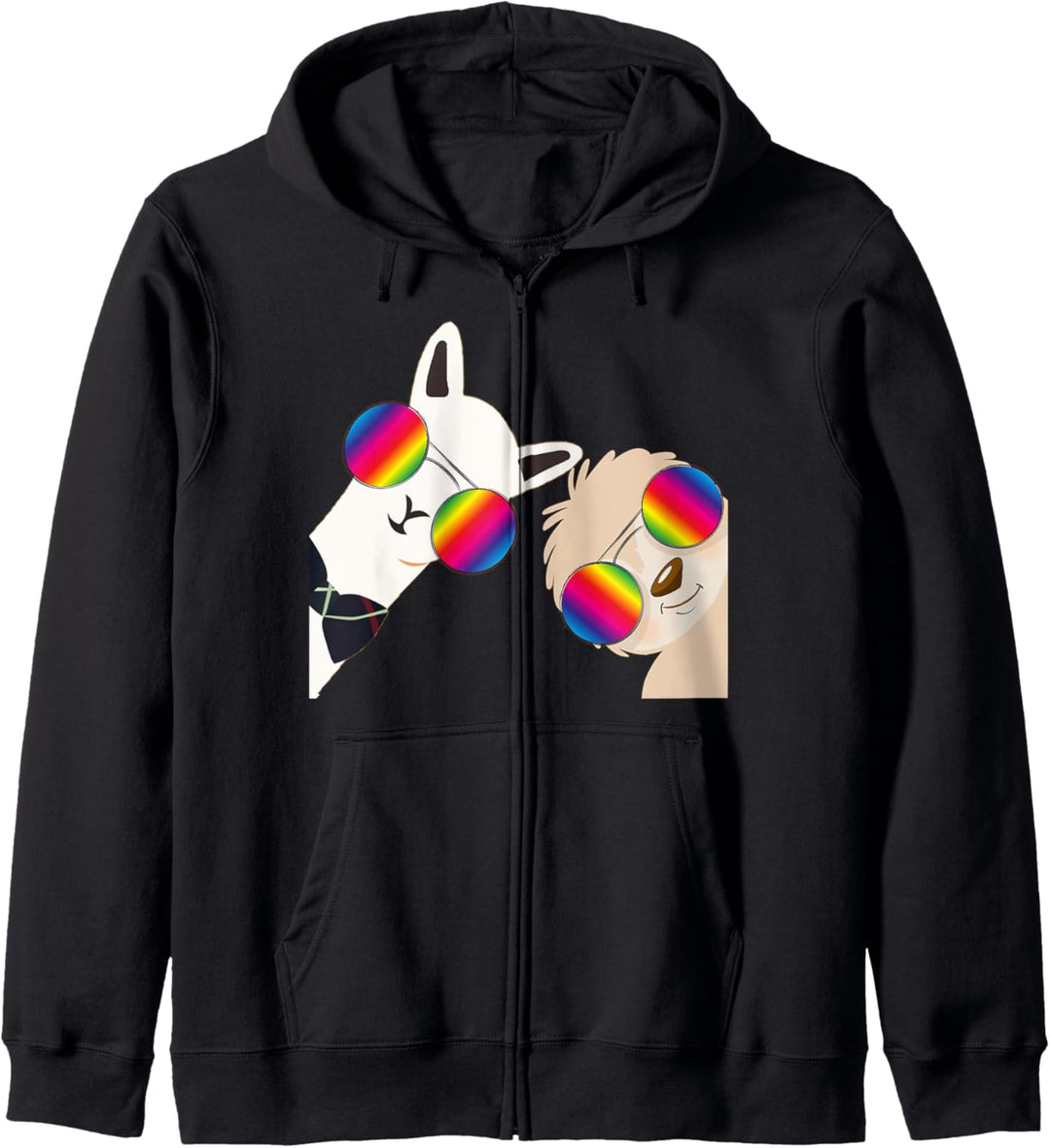 Alpaca Lama Faultier Lustige Coole Regenbogen-Sonnenbrille Kapuzenjacke