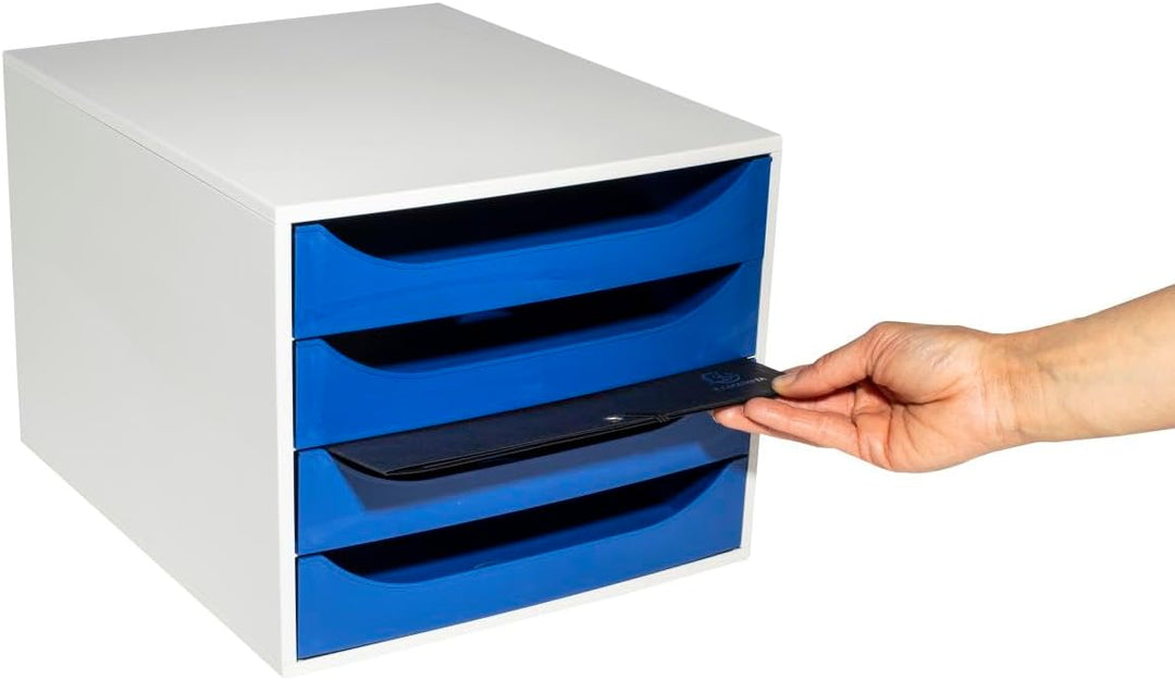 Exacompta 2286104D Ablagebox Office mit 4 Schubladen für DIN A4+ Dokumente. Ecobox mit hoher Kapazit