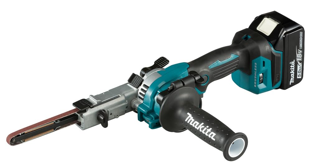 Makita DBS180RTJ 18V Li-Ion LXT Brushless Bandschleifer komplett mit 2 x 5,0 Ah Akkus und Ladegerät