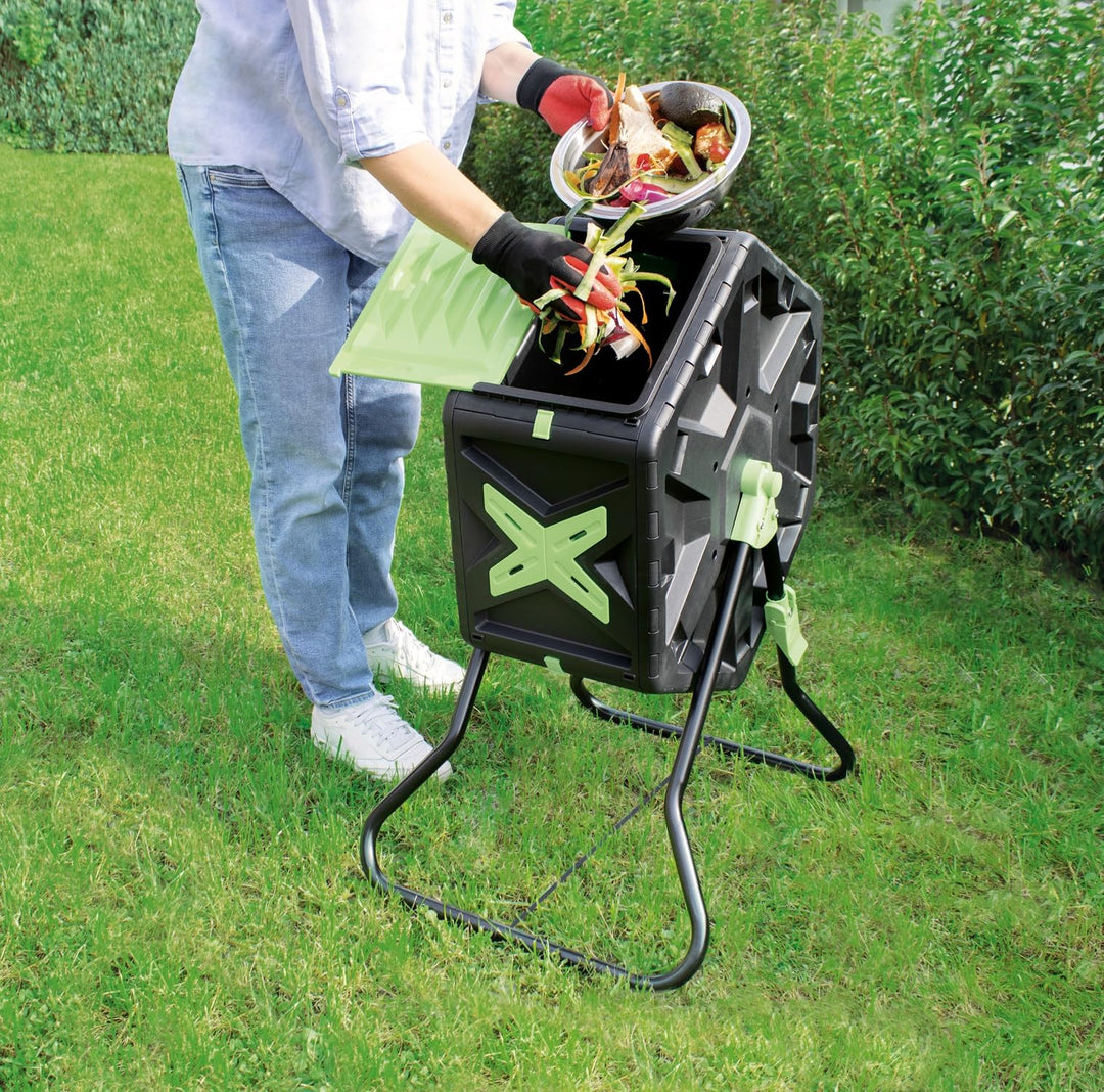 60L Trommel-Komposter – drehbarer Schnellkomposter für Garten | UV-geschützt, wetterfest & belüftet