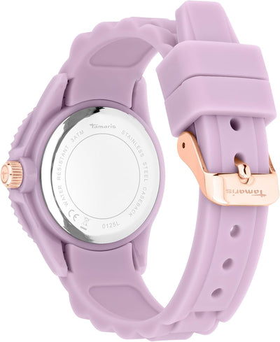 Tamaris Damen Analog Quarz Uhr mit Silikon Armband Lila, Lila