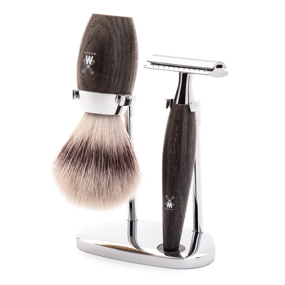 MÜHLE Rasierset - Kosmo Serie - Silvertip Fibre - Rasierhobel - Mooreiche