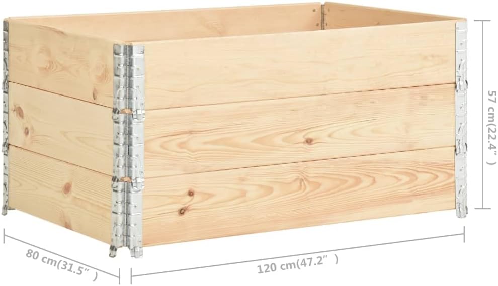 vidaXL Paletten-Aufsatzrahmen 3 Stk. 80×120 cm Kiefern-Massivholz 80x120x19 cm, 80x120x19 cm
