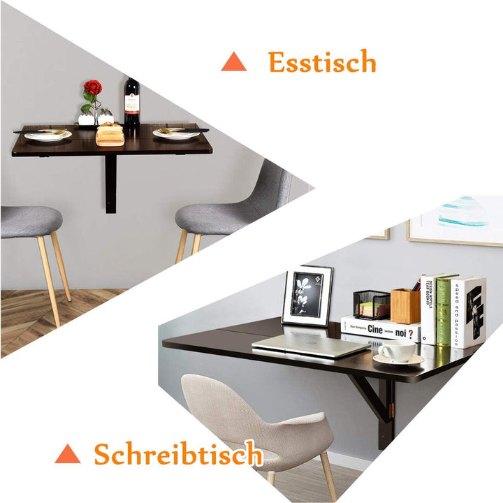 RELAX4LIFE Wandtisch klappbar, platzsparender Esstisch, Schreibtisch für Esszimmer & Studierzimmer,