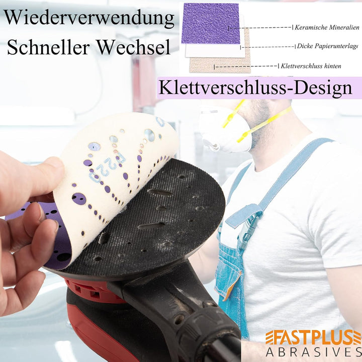 Schleifpapier 150mm Klett 50 STÜCKE 800 Körnung Klett Schleifscheiben für Karosserieanwendungen, Hol