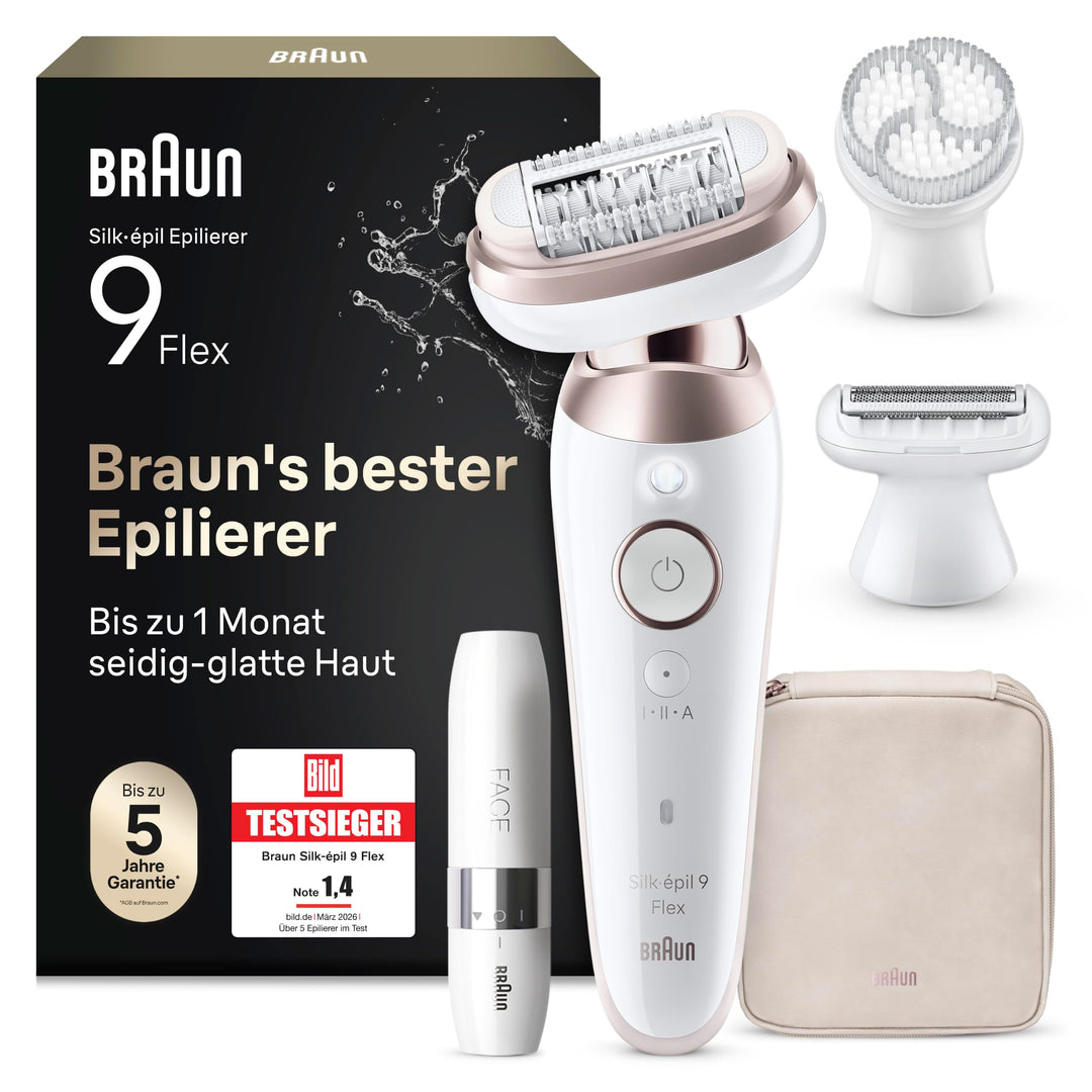 Braun Silk-épil 9 Flex, Epilierer Damen / Haarentferner für langanhaltende Haarentfernung, Mini-Rasi