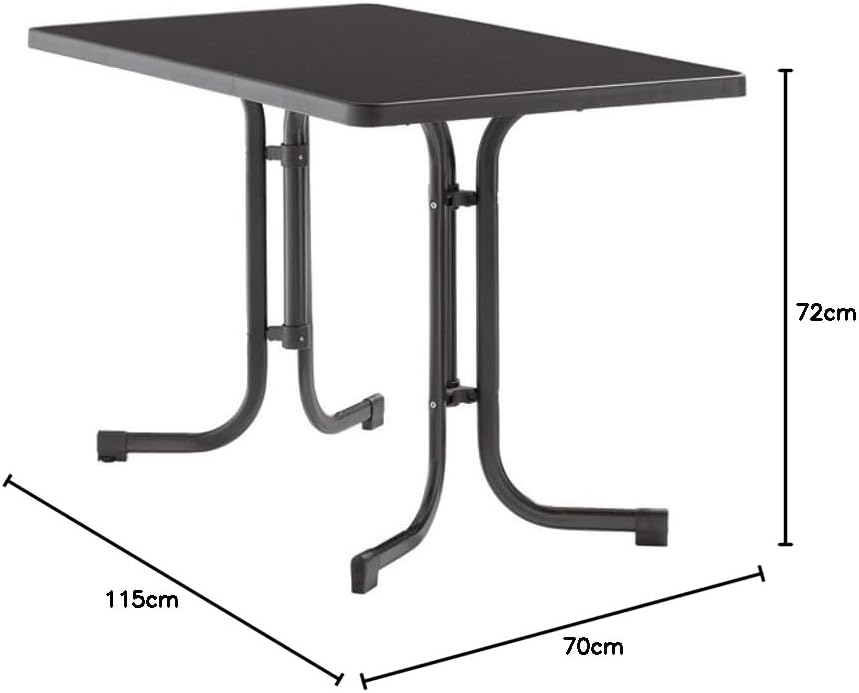 Sieger 233/G Boulevard-Klapptisch mit mecalit-Pro-Platte 115 x 70 cm, Stahlrohrgestell eisengrau, Ti
