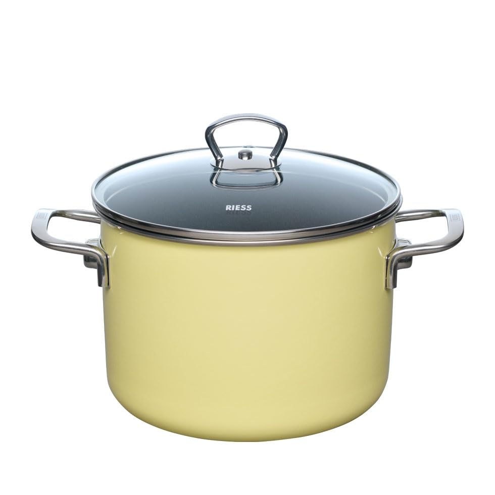 Riess, 0704-002, Topf mit Glasdeckel Ø 20cm, LEMON, Emaille, Vol. (rec.): 3,9 Liter, Made in Österre