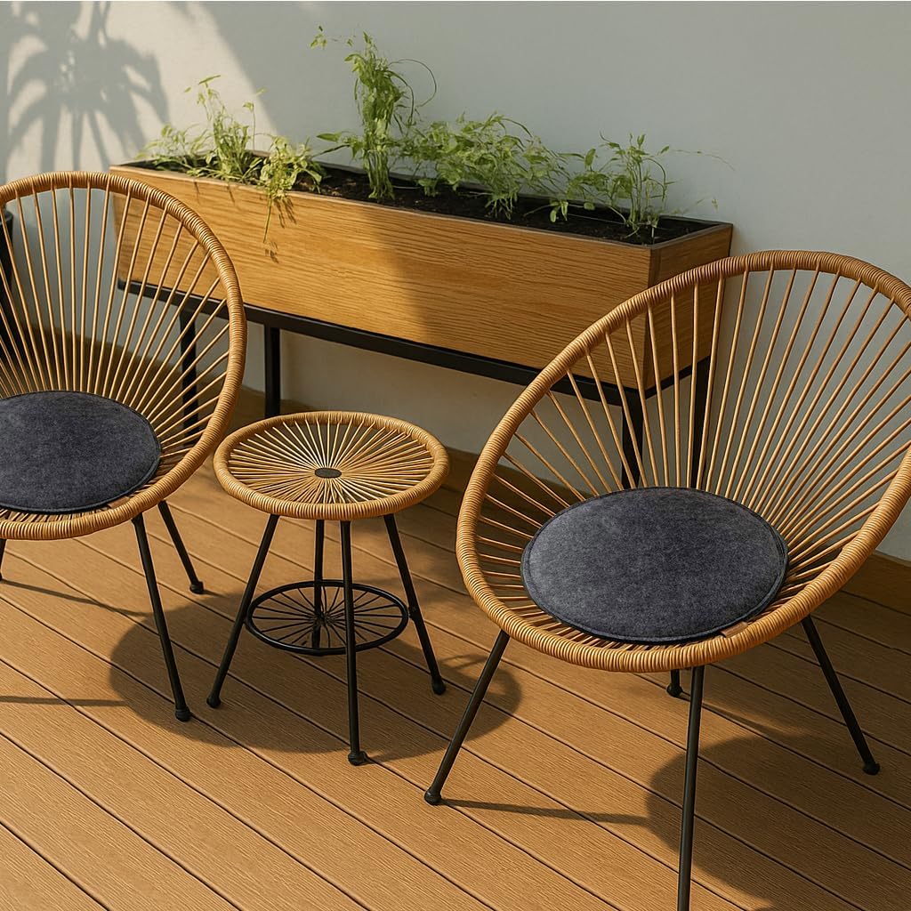 Miqio Design Filz Sitzkissen Rund mit Antirutschnoppen | 35cm | 2er-Set | Indoor und Outdoor | Nachh
