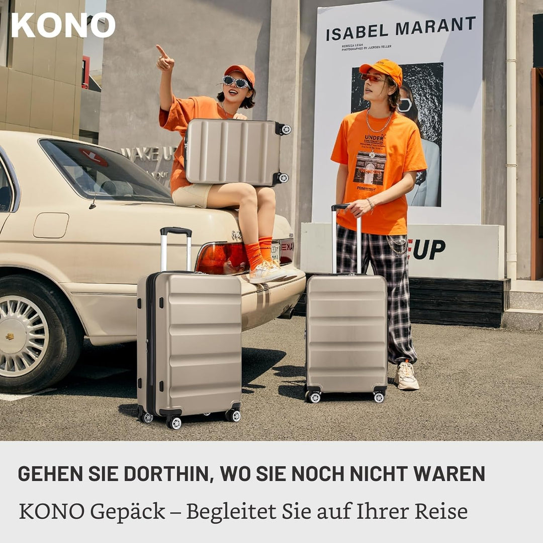 KONO Koffer Trolley Handgepäck Kabinenkoffer Leichte Hartschalengepäck mit TSA-Schloss und doppelte