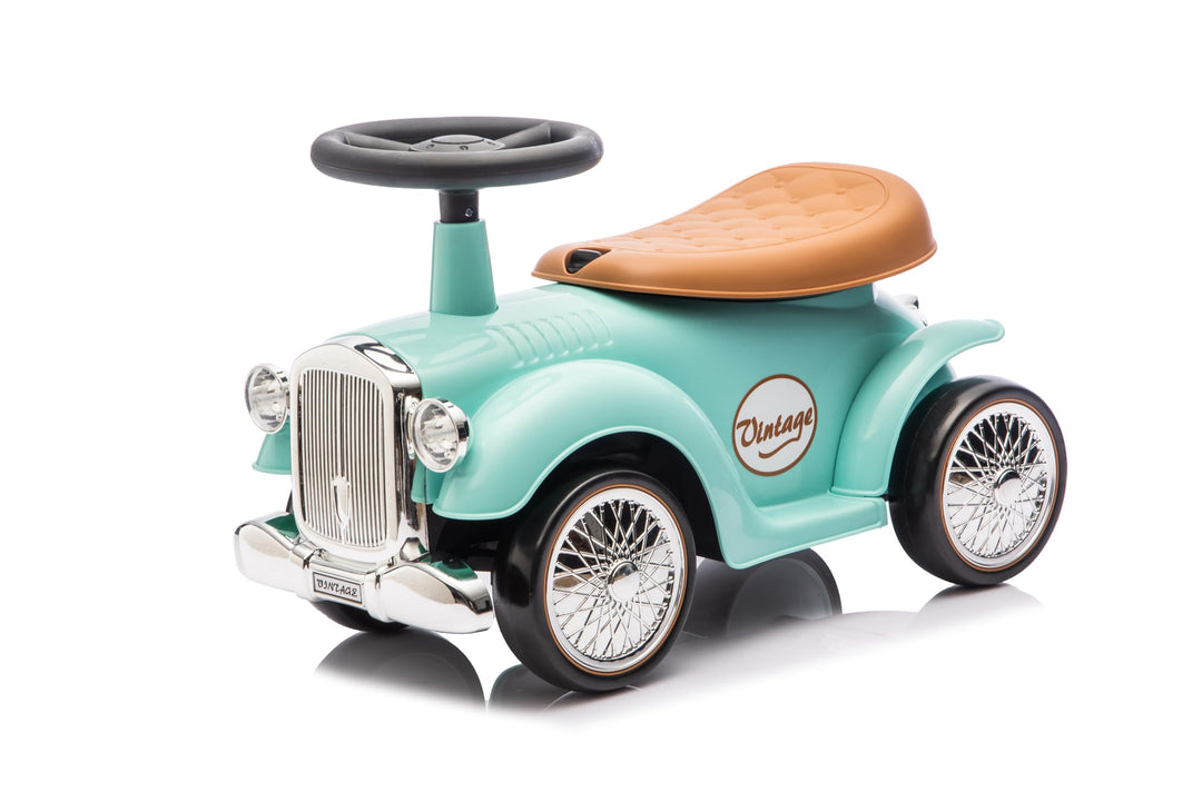 Vintage Rutschfahrzeug für Kinder von 12 bis 36 Monaten, Retro Rutschauto mit Hupe, Staufach, Lenkst
