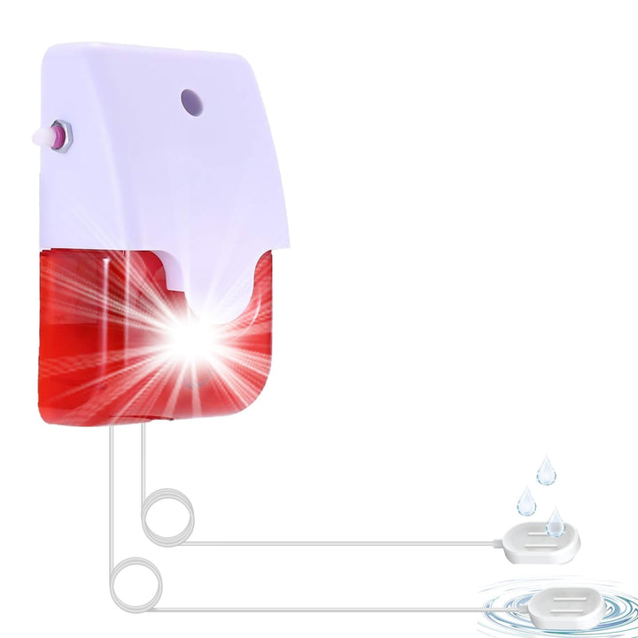 Wasser-Leck-Detektor mit 2 Sonden (5m, bis 50m verlängerbar) - 120 dB Alarm mit Stroboskoplicht & La