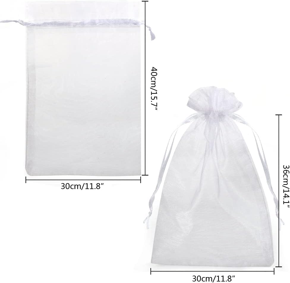 MAOOY Organzasäckchen 30x40 cm Weiss 100 Stück Organza Säckchen Zum Befüllen Klein Organzabeutel Sch