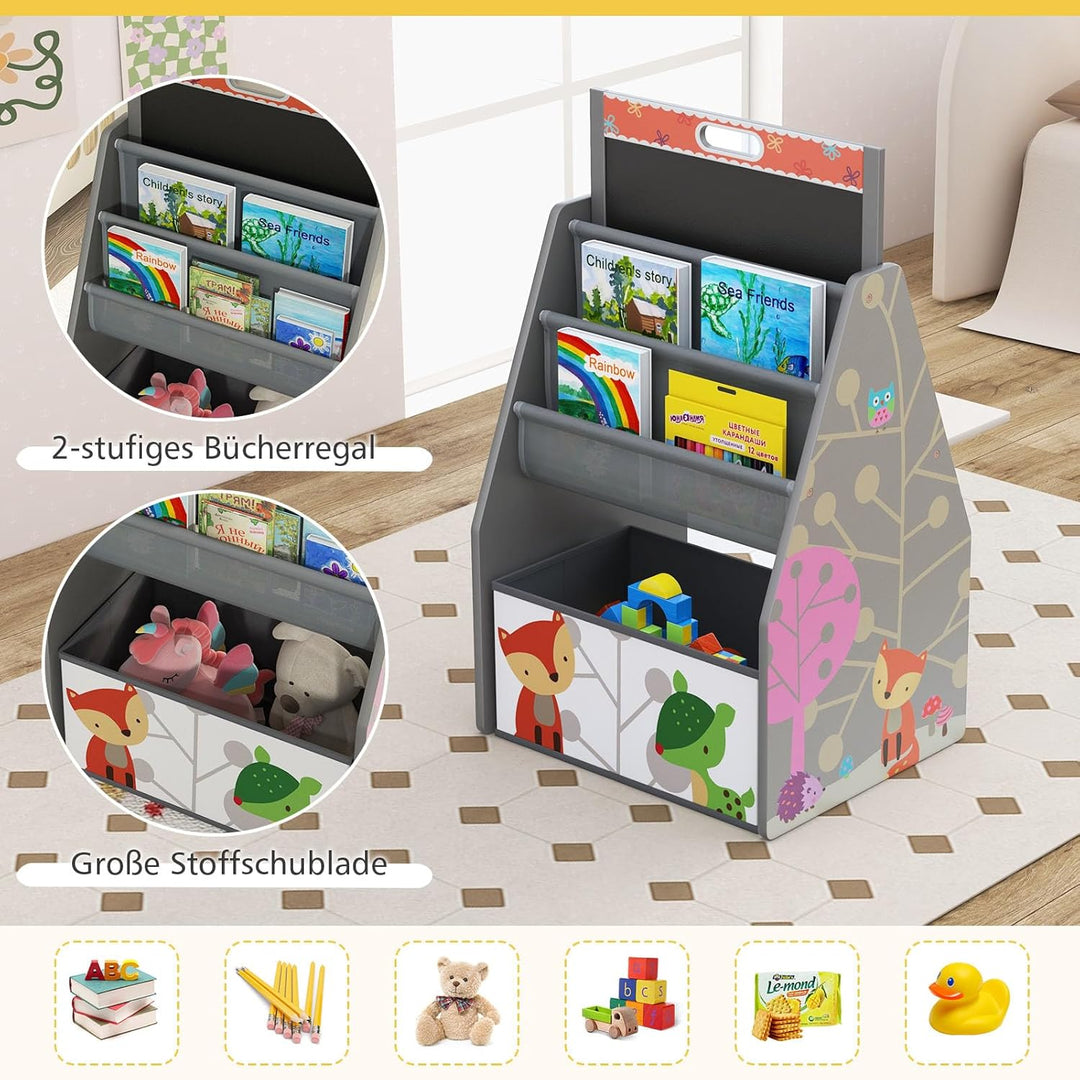 GOPLUS Kinderstaffelei Spieltisch mit Stuhl, Kindertisch und Stuhl-Set mit drehbarer doppelseitiger