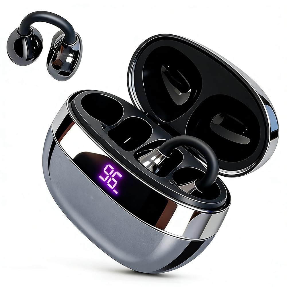 Clip-on Open-Ear Bluetooth-Kopfhörer Wireless,Bluetooth 6.0,60 Stunden Ultra-Lange Akkulaufzeit,Komf