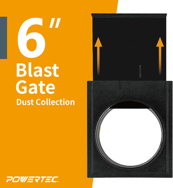 POWERTEC 70279 Dust Collection Blast Gate, 15,2 cm ABS-Kunststoff, 1 Packung 15,2 cm, 1 Stück, 15,2