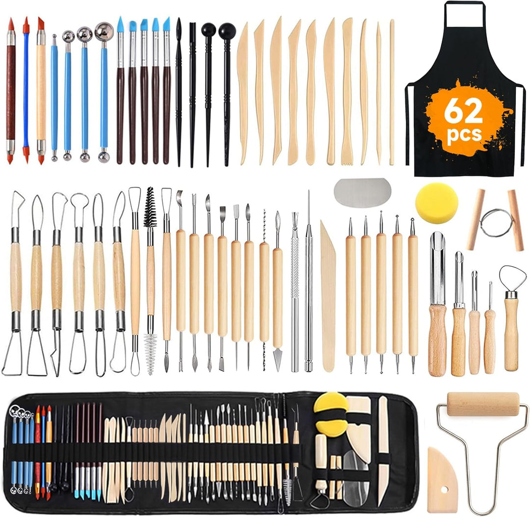 YUTUY Modellierwerkzeug, 62 Stück Carving Tools Clay Keramik Sculpting Ton Werkzeug,Töpferwerkzeug P