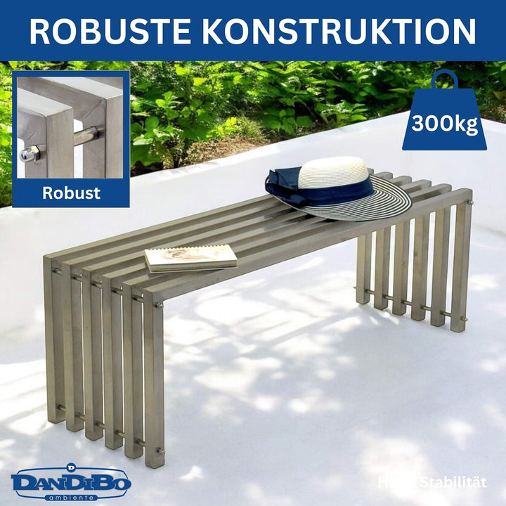DanDiBo Gartenbank Wetterfest Metall Edelstahl Massiv 115 cm Sitzbank Outdoor Garten 96607 Parkbank